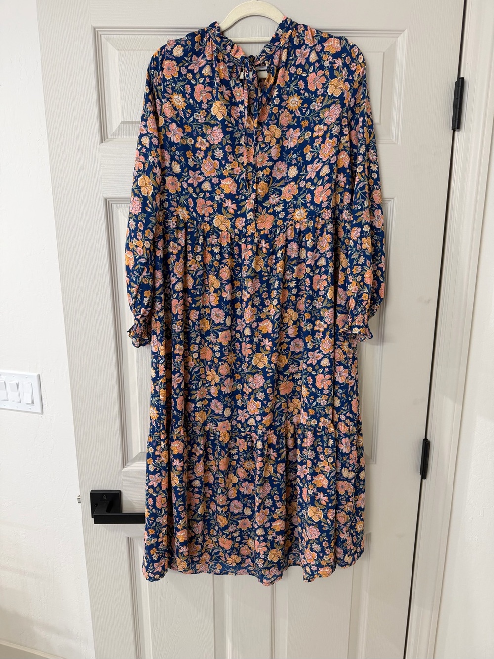 Levi's Navy Floral Tie-Front Midi Dress